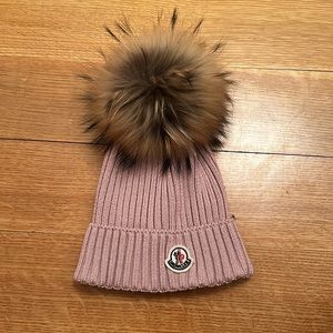 Moncler kids hat with fur. Excellent condition